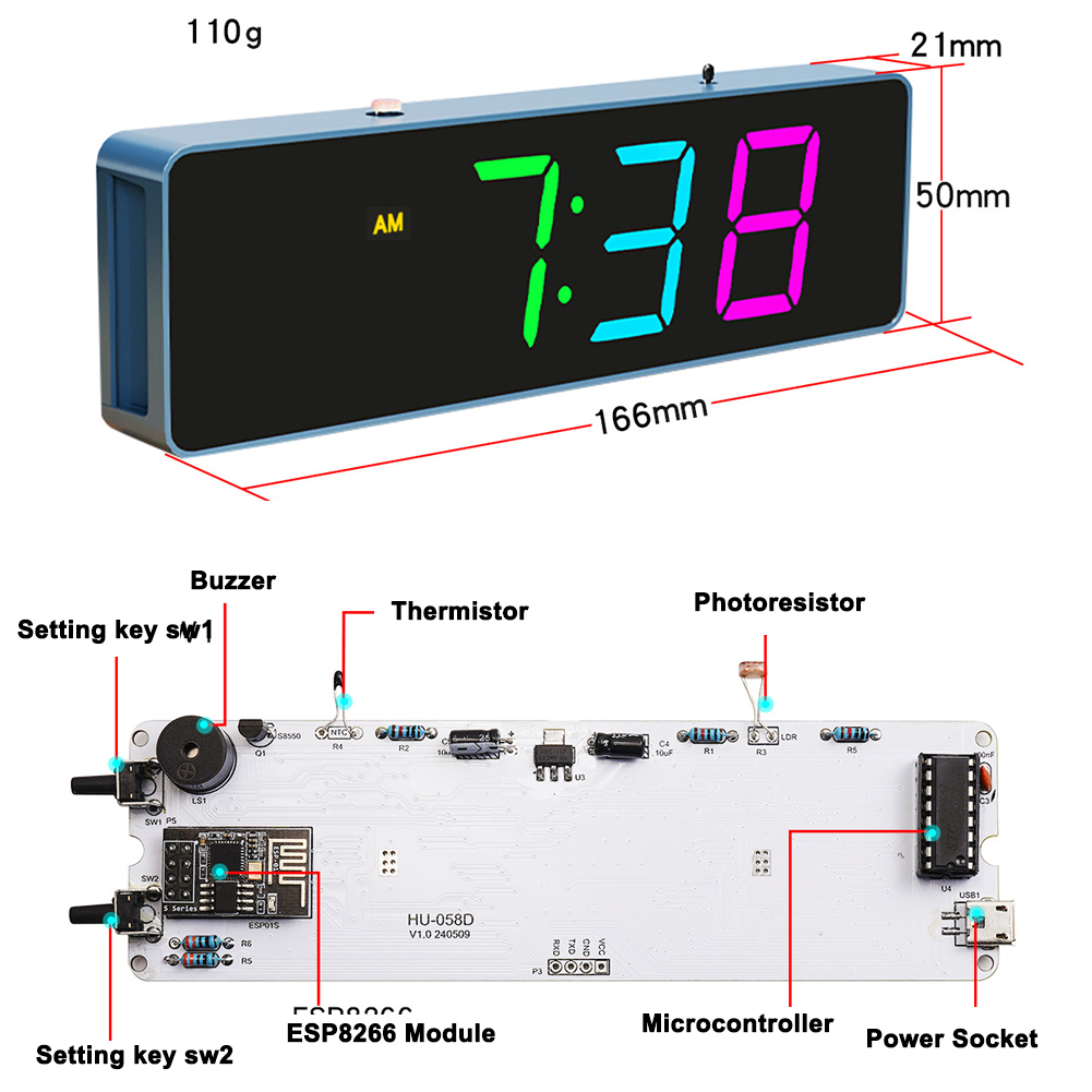 Kit d'horloge WiFi coloré, hor - Diy Electronics Components Kit avis et prix